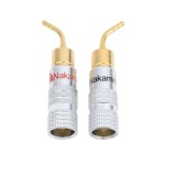 Set 2 mufe banana la 90 grade tata 2mm metal cu surub inel negru si rosu