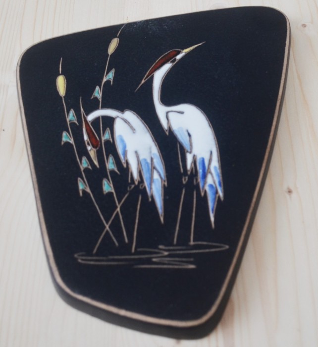 Placa ceramica emailata de perete cu peisaj lacustru Ruscha