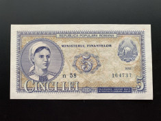 5 Lei 1952 Romania, XF/a UNC foto