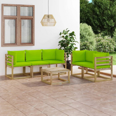 vidaXL Set mobilier de grădină cu perne verde aprins, 6 piese foto