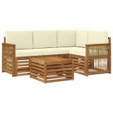vidaXL Set de canapele de exterior 5 pcs Natural și Crem 3384326