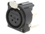 Soclu XLR Mamă 4 Pin cu Buton Negru 6A
