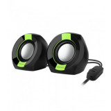 Boxe Audio Portabile 2 x 3W Astrum SU105 Alimentare pe USB, jack 3,5mm Negru / Verde