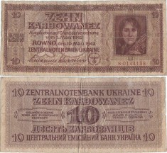 1942 (10 III), 10 Karbowanez (P-52) - Ucraina foto