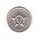 Moneda Cuba 5 centavos 1961, stare buna, curata, America Centrala si de Sud, Cupru-Nichel