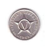 Moneda Cuba 5 centavos 1961, stare buna, curata