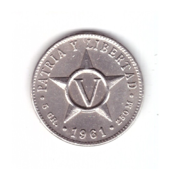 Moneda Cuba 5 centavos 1961, stare buna, curata