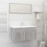 Cumpara ieftin Set mobilier de baie, 2 piese, gri sonoma, lemn prelucrat