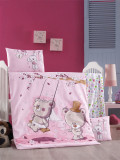 Set lenjerie 6 piese Bumbac Ranforce Pink Dream 120x60 cm, Victoria Home