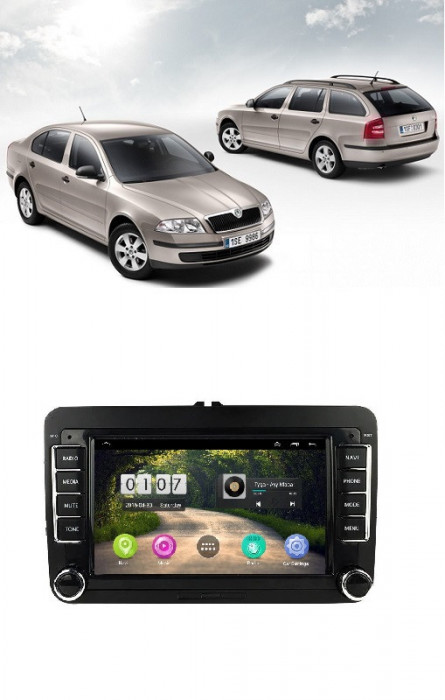 Navigatie Android Skoda Octavia II 2004 - 2013, 1GB RAM, Radio GPS Dual Zone, Display HD 7 Touchscreen