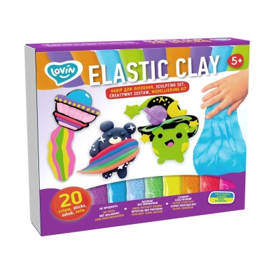 Set de creatie cu argila usoara 20 buc, Lovin - Elastic Clay foto