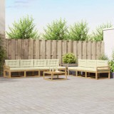 vidaXL Set de canapele de exterior cu pernă 7 pcs Alb și crem 3386164