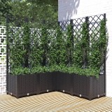 VidaXL Jardinieră de grădină cu spalier, maro, 120x120x136 cm, PP