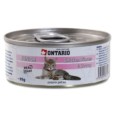 Conservă ONTARIO Junior - Bucăți de carne de pui și Creveți - 95 g foto