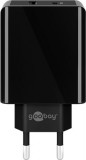 Incarcator retea Goobay, 1x USB-C PD, 1x USB-A, incarcare rapida, 28W, negru