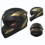 Cumpara ieftin Casca Moto/Scuter FIXATO Phantom, Protectie UV, Viziera Dubla, Ventilatie buna si permeabilitate la aer, Marime universala 59-62 cm, Negru Auriu