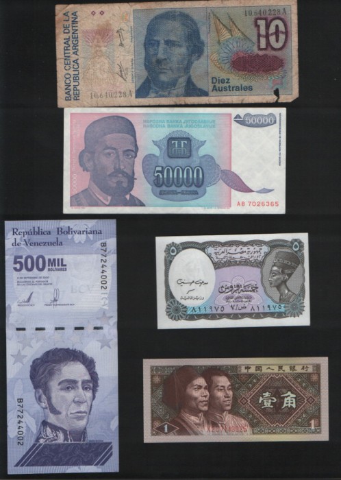 Set 5 bancnote de prin lume adunate (cele din imagini) #200