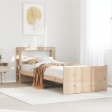 Cumpara ieftin Cadru de pat cu tăblie, 75x190 cm, lemn masiv de pin