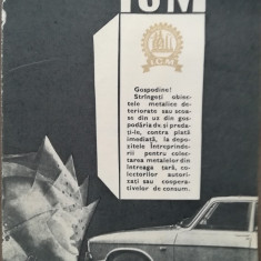 1969 Reclama ICM, Intreprinderea pentru Coletcarea Metalului 24 x 17 comunism