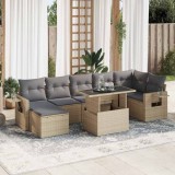 vidaXL Set canapele de grădină, 8 piese, cu perne, bej, poliratan 3326520