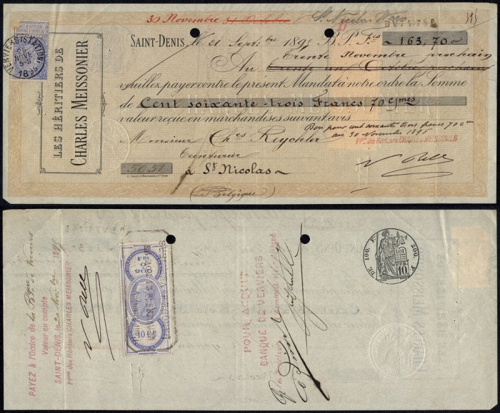 Belgium 1895 Commercial document Verviers - Fiscal Revenue DB.237