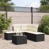 Cumpara ieftin Gossi set mobilier de gradina cu perne, 6 piese, negru, poliratan