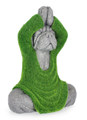 Decoratiune de gradina Sitting Yoga Dog, Bizzotto, 31x20x42 cm, magneziu, Verde foto