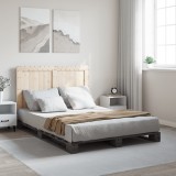 Cumpara ieftin Cadru de pat cu tăblie, gri, 140x200 cm, lemn masiv de pin