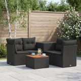 Cumpara ieftin Set de canapea 6 buc. Negru 55 x 55 x 37 cm Ratan poli si Otel