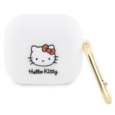 Husa pentru Apple AirPods 3 - Hello Kitty Silicone 3D Kitty Head (HKA33DKHSH) - White