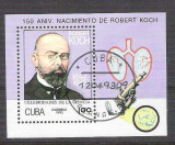 Cuba 1994 Robert Koch, perf. sheet, used AA.046, Stampilat