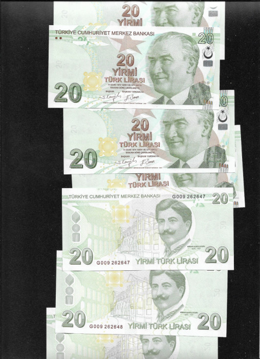 Turcia 20 lire lira 2009 unc pret pe bucata