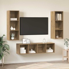 vidaXL Set dulap TV 3 pcs stejar artizanal 37 x 37 x 142.5 cm
