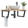 VidaXL Raft pentru lavoar montat pe perete, oțel și lemn masiv acacia 3302895