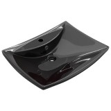Cumpara ieftin Chiuveta dreptunghiulara preaplin &amp; gaura robinet, negru, ceramica lux