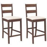 Scaune de bar cu perne 2 buc din cauciuc din lemn masiv maro