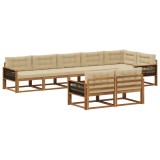 vidaXL Set de canapele de exterior cu pernă 8 pcs Natural și Bej 3382666