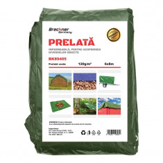 Prelata cu ochiuri de prindere 120g/m2 verde 6x8m foto