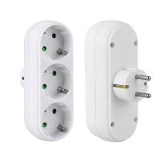Triplu Stecher, Active, 3 Prize mama cu impamantare, protectie copii, curent 250V/16A/3500W