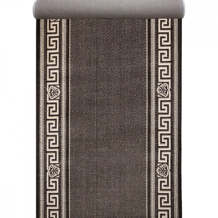 Traversa Festonata Surfilata, Tip Iuta, Model Natura 900-91, Tesatura Plata, Latime 0.6m, Marime 60 x 300 cm, Crem, Maro, Antialergic, Polipropilena,