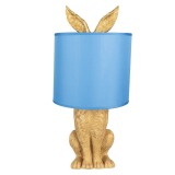 Cumpara ieftin Veioza polirasina aurie abajur albastru Iepuras 20x43 cm