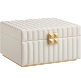 SONGMICS Cutie de bijuterii pe 2 nivele, cu oglinda si tava detasabila, 22x24x14 cm, alb crem Household NewTrend