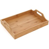 Tava dreptunghiulara pentru servire, din bambus, T1007-M, bej, 39.5 x 29.5 cm