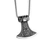 Cumpara ieftin Colier Barbati cu pandantiv, otel inoxidabil, JustZen&trade;, Thor Axe, lungime 55cm, grosime 3mm, Argintiu, indragostiti, aniversare, zi de nastere