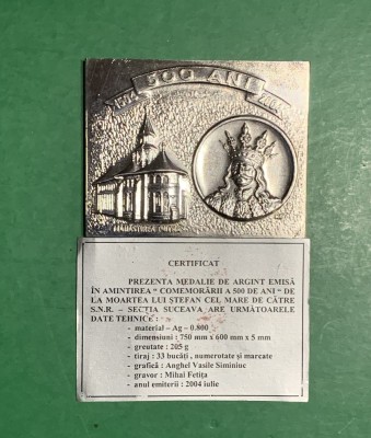 Medalia argint comemorarea a 500 ani de la moartea lui Stefan cel Mare foto