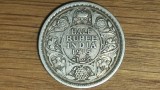 India Britanica - moneda rara de colectie argint 917 - 1/2 half rupee 1915 Calcutta - George V - anul cheie al seriei, valoare catalog uriasa !