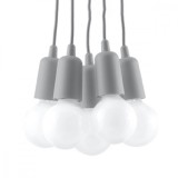 Lampă Suspendată Diego Gri Pvc 5 Becuri Neregulate Modernă De Interior