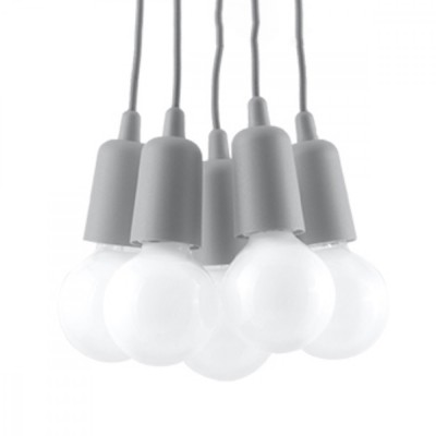 Lampă Suspendată Diego Gri Pvc 5 Becuri Neregulate Modernă De Interior foto