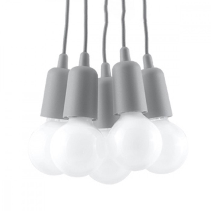 Lampă Suspendată Diego Gri Pvc 5 Becuri Neregulate Modernă De Interior