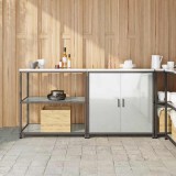 Set de depozitare pentru bucătărie cu raft cu depozitare cu ușă Ajustabil 2 pcs Argintiu
